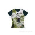 Cotton spandex short sleve fashion fitted t-shirt with sublimation print